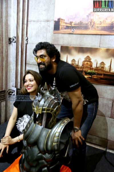 Tamannaah and Rana at Baahubali Zone in ComicCon Bangalore