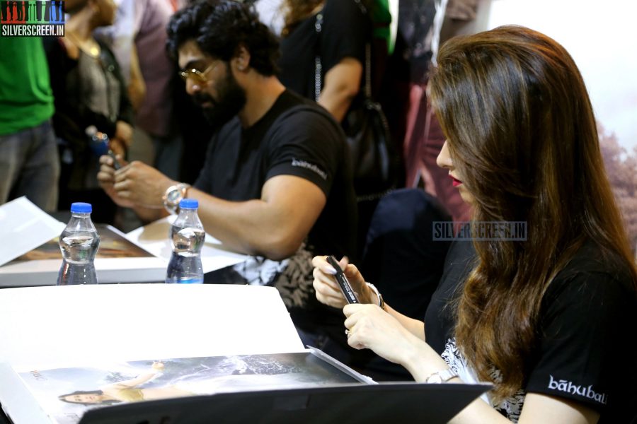 Tamannaah and Rana at Baahubali Zone in ComicCon Bangalore