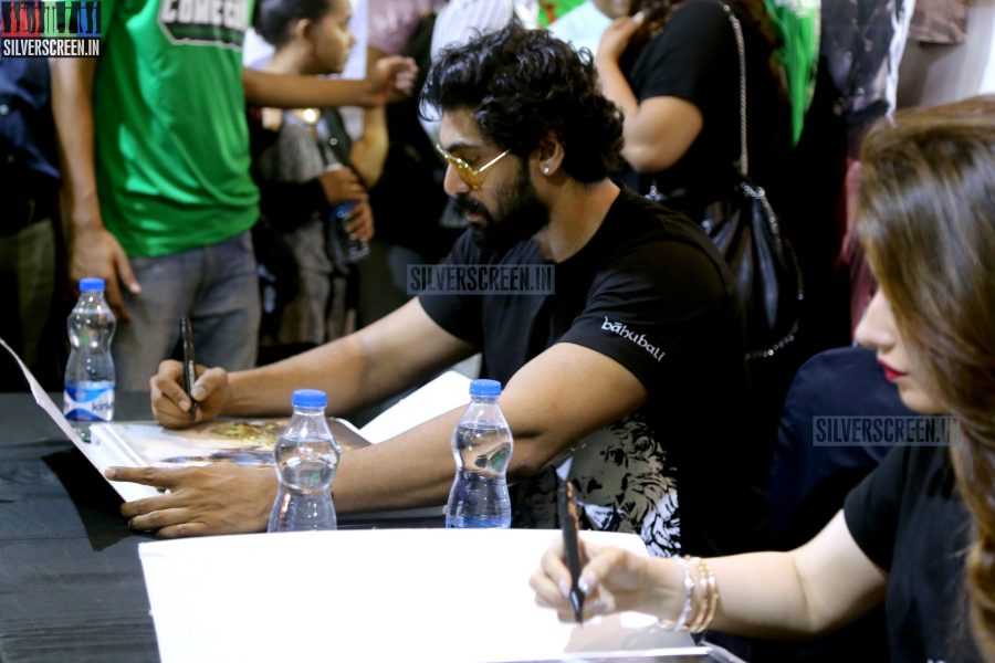 Tamannaah and Rana at Baahubali Zone in ComicCon Bangalore