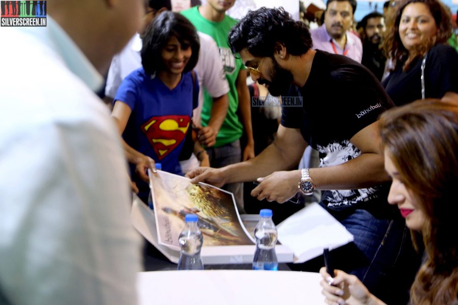 Tamannaah and Rana at Baahubali Zone in ComicCon Bangalore