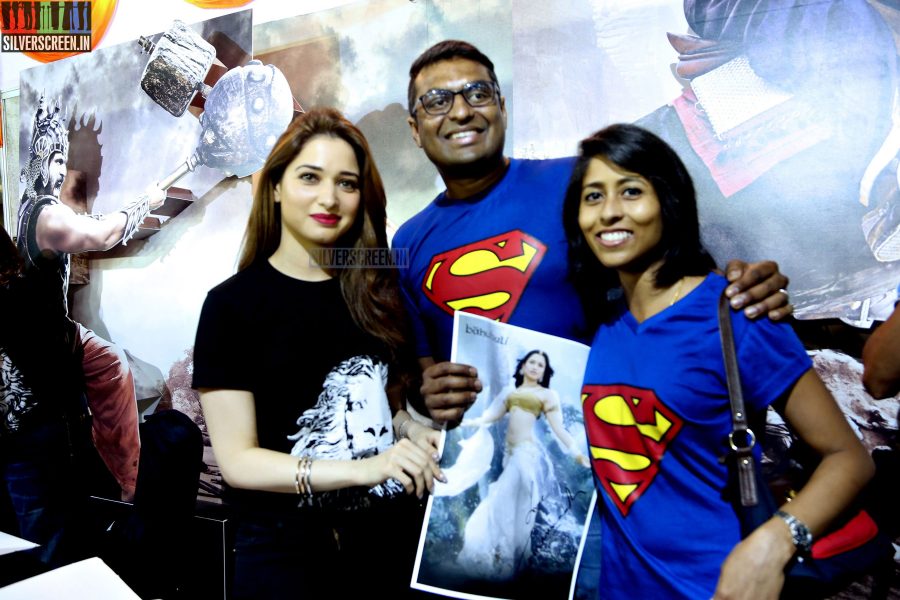 Tamannaah and Rana at Baahubali Zone in ComicCon Bangalore