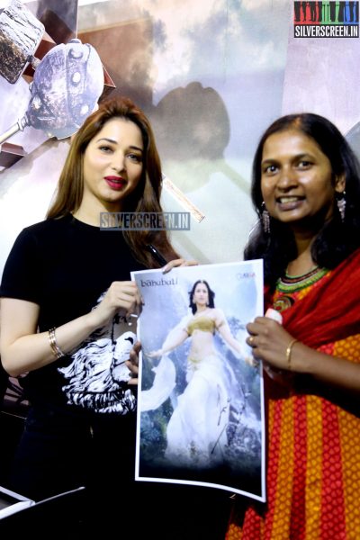 Tamannaah and Rana at Baahubali Zone in ComicCon Bangalore