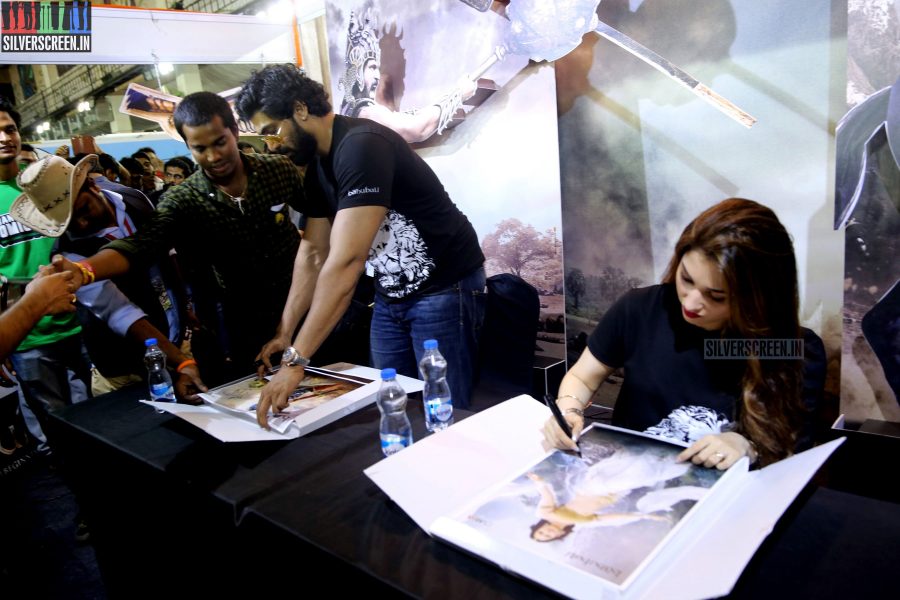 Tamannaah and Rana at Baahubali Zone in ComicCon Bangalore