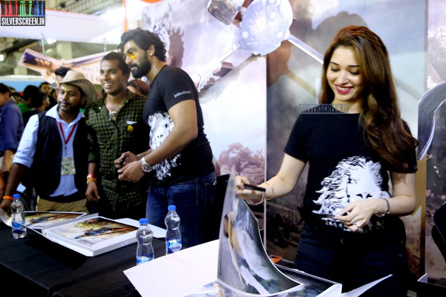 Tamannaah and Rana at Baahubali Zone in ComicCon Bangalore