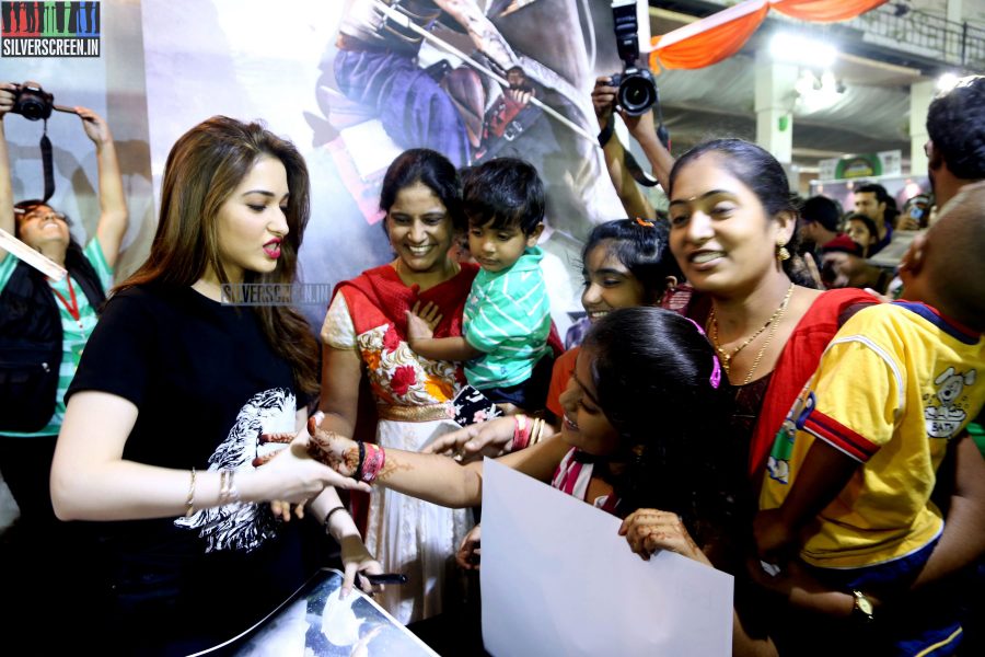 Tamannaah and Rana at Baahubali Zone in ComicCon Bangalore