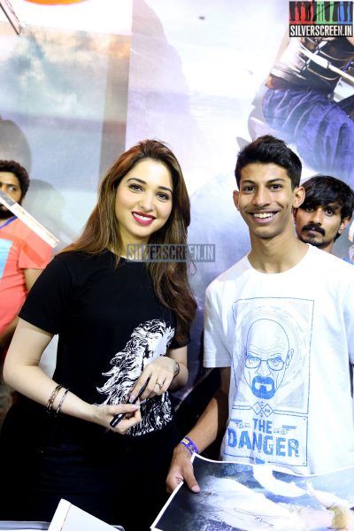 Tamannaah and Rana at Baahubali Zone in ComicCon Bangalore