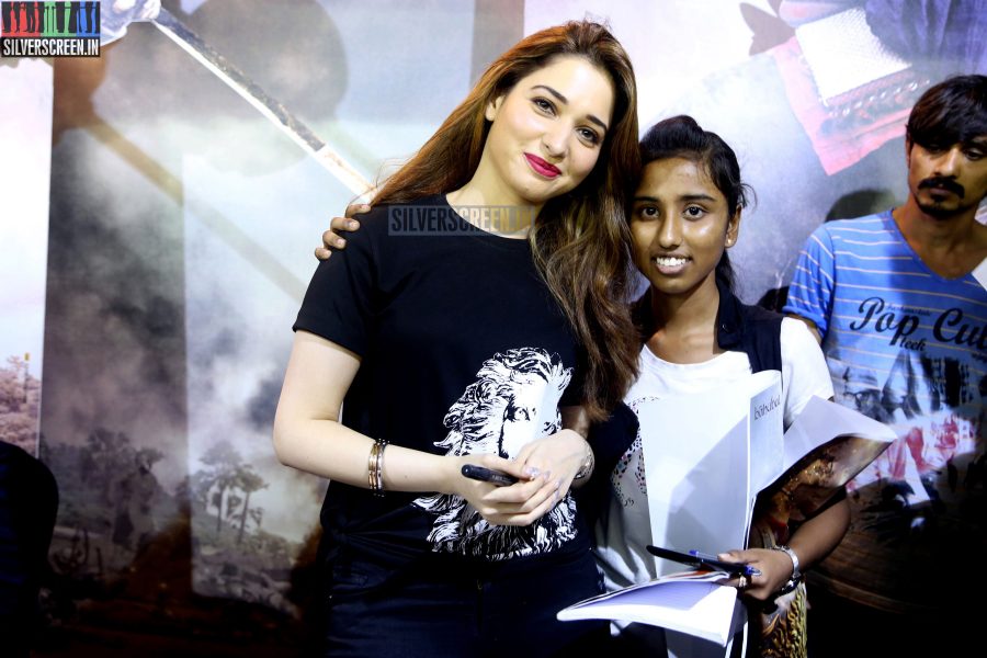 Tamannaah and Rana at Baahubali Zone in ComicCon Bangalore