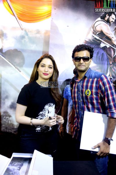 Tamannaah and Rana at Baahubali Zone in ComicCon Bangalore