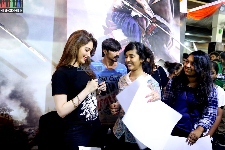 Tamannaah and Rana at Baahubali Zone in ComicCon Bangalore