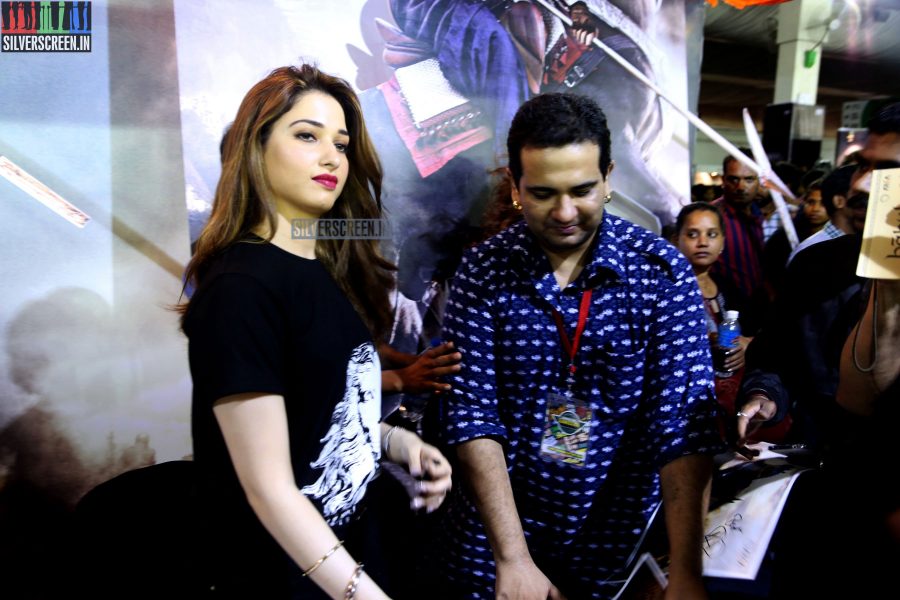 Tamannaah and Rana at Baahubali Zone in ComicCon Bangalore