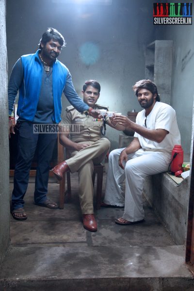 Actor Arya, Shyam and Vijay Sethupathi in Purampokku Movie Stills
