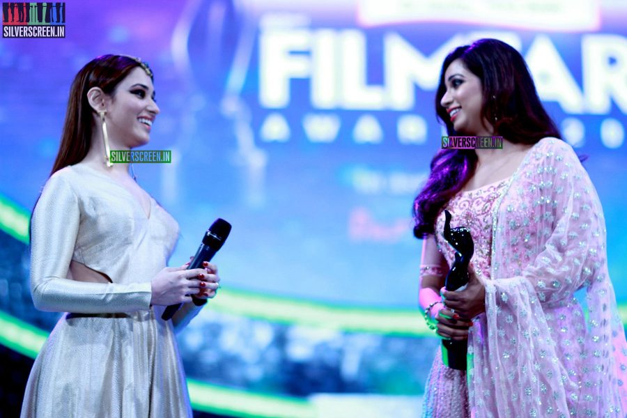 Tamanna and Shreya Ghoshal at the 62nd Filmfare Awards South Photos