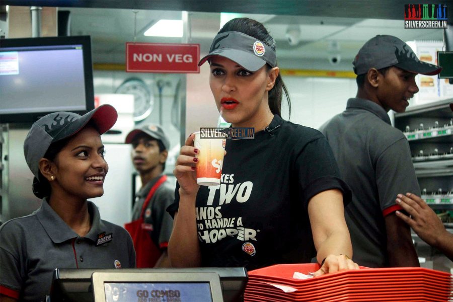 Neha Dhupia at the Launch of Big Boss Whopper by Burger King
