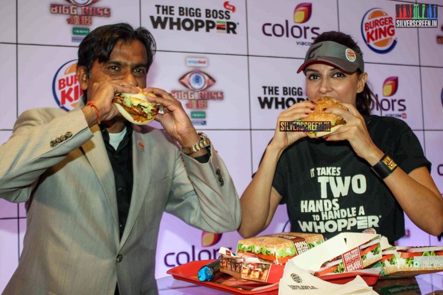 Neha Dhupia at the Launch of Big Boss Whopper by Burger King