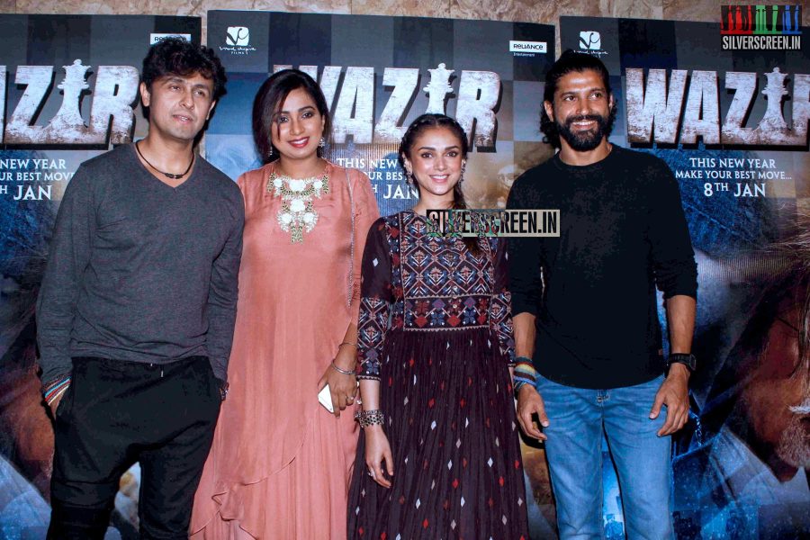 Farhan Akhtar and Aditi Rao Hydari at the Launch of Tere Bin song from Wazir