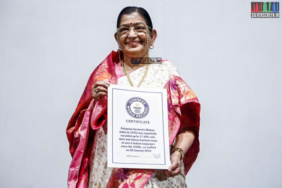 Singer P Susheela Enters Guinness World Records Press Meet Photos