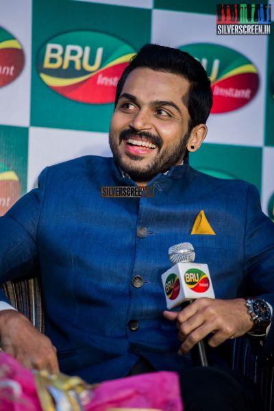 Karthi Sivakumar & Kajal Aggarwal at a Promotional Event for Bru