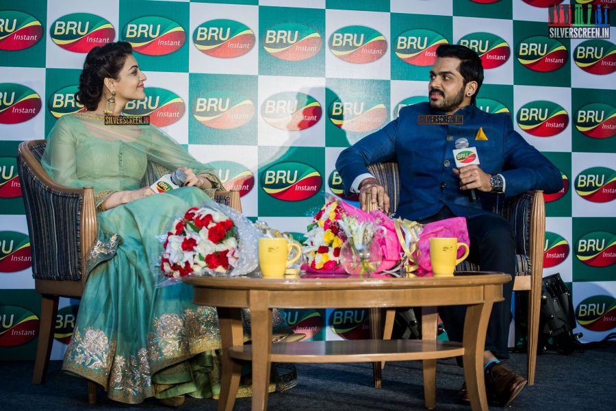 Karthi Sivakumar & Kajal Aggarwal at a Promotional Event for Bru