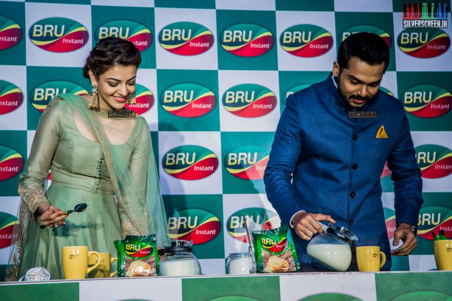 Karthi Sivakumar & Kajal Aggarwal at a Promotional Event for Bru