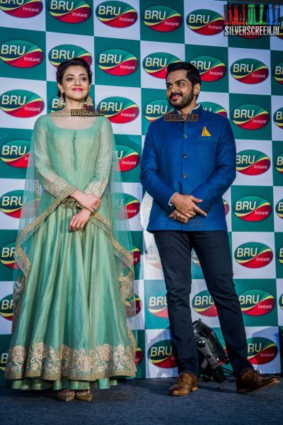 Karthi Sivakumar & Kajal Aggarwal at a Promotional Event for Bru