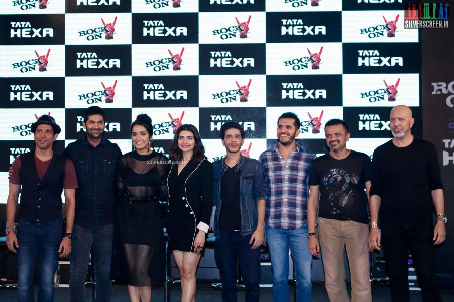 Farhan Akhtar,Shraddha Kappor and Prachi Desai at the Rock On 2 Trailer Launch