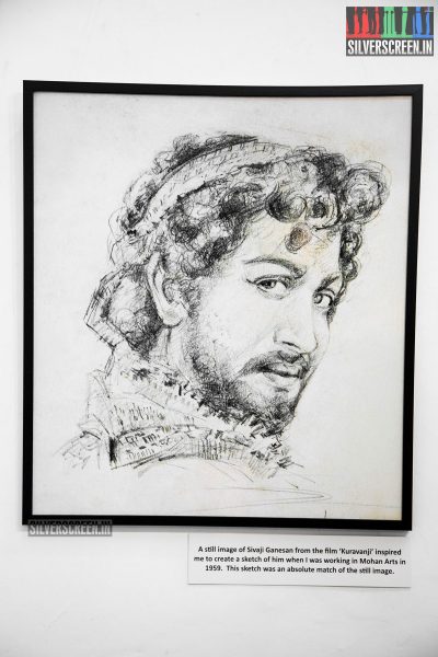 A sketch of Sivaji Ganesan from a still of the film 'Kuravanji' done in 1959.