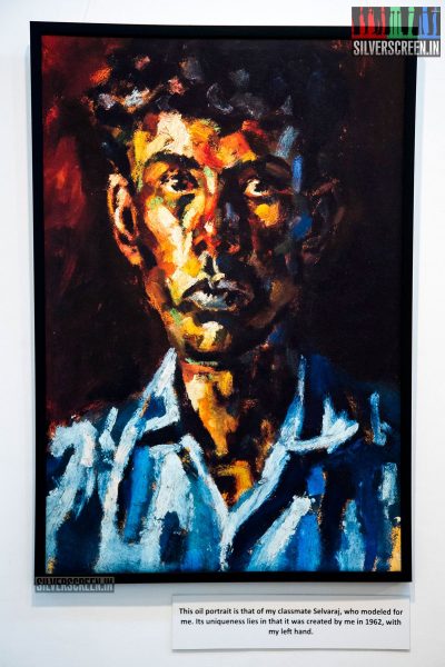 Sivakumar managed to make this painting of his then room mate with his left hand!