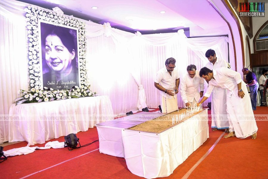 Rajinikanth, Vishal, Karthi And Others At Nadigar Sangam's Condolence Meeting for Jayalaithaa and Cho Ramaswamys