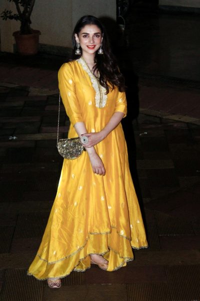 Mumbai: Actress Aditi Rao Hydari at actor Sanjay Dutt's residenc