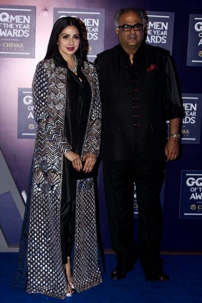 Mumbai: Actress Sridevi along with her husband and Producer Boney Kapoor on the red carpet of "GQ Men Of The Year Awards" 2017 in Mumbai on Sept 22, 2017. (Photo: IANS)