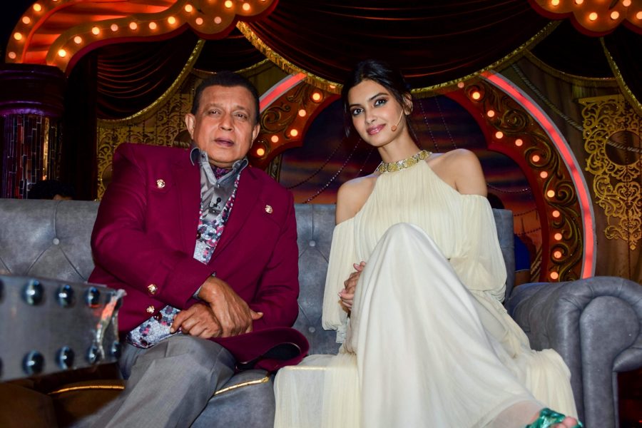 Mumbai:Actress Diana Penty with Mithun Chakraborty during the promotion of her upcoming film "Lucknow Central" on the sets of "Comedy Dangal" - a television show in Mumbai. (Photo: IANS)