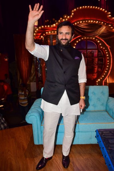 Mumbai: Actor Saif Ali Khan during promotion of his upcoming film "Chef" on the sets of television Show "The Drama Company" in Mumbai. (Photo: IANS)