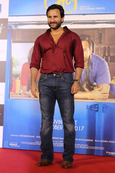 Mumbai:Actor Saif Ali Khan during the trailer launch of his upcoming film "Chef" in Mumbai on Aug 31,2017. (Photo: IANS)