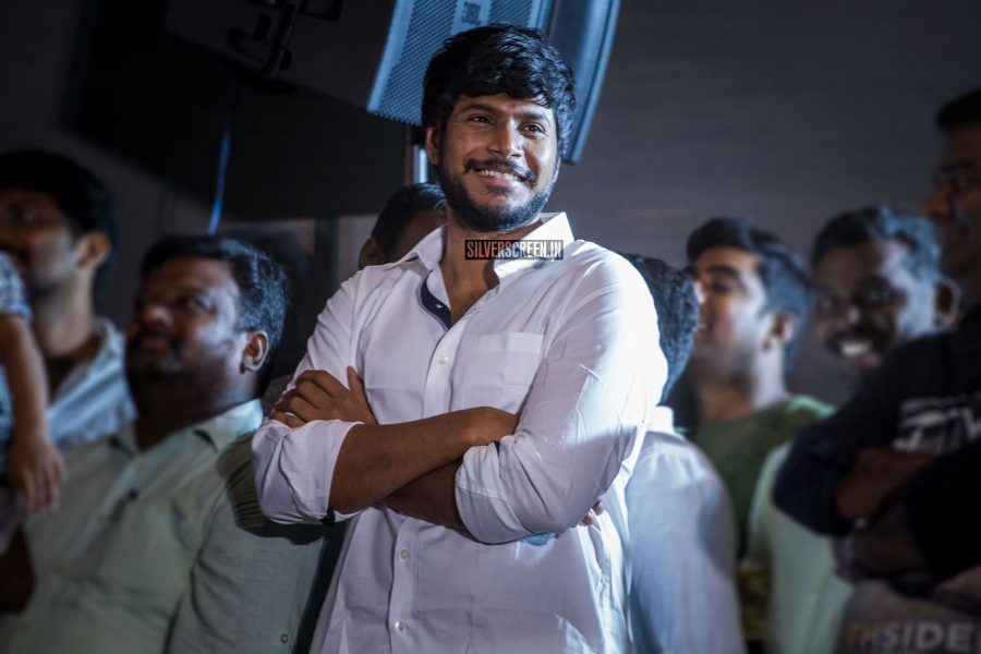 Sundeep Kishan, the hero of 'Nenjil Thunivirundhal', was fashionably late to the audio launch. He, however, made up for it with excitement he brought in to the event.
