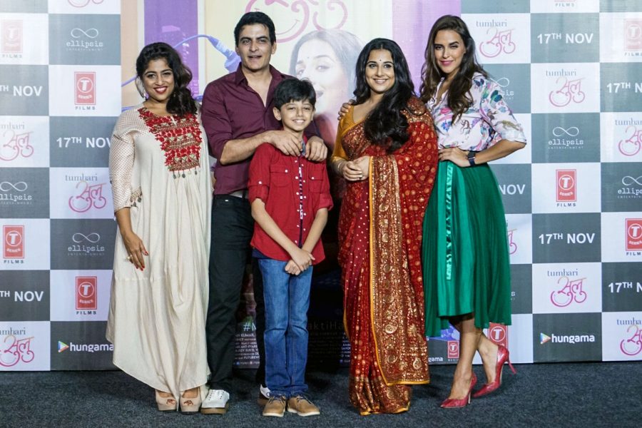 Mumbai: Actors Vidya Balan, Neha Dhupia, Manav Kaul and RJ Malishka Mendonsa during the trailer launch of their upcoming film "Tumhari Sulu" in Mumbai on Oct 14, 2017.(Photo: IANS)