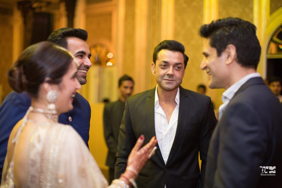 Bobby Deol at the wedding reception of Sagarika Ghatge and Zaheer Khan