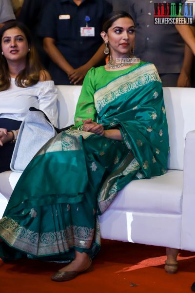 Deepika Padukone seen in a Sailesh Singhania sari at the Social Media Awards & Summit 2017 held in Vijaywada.