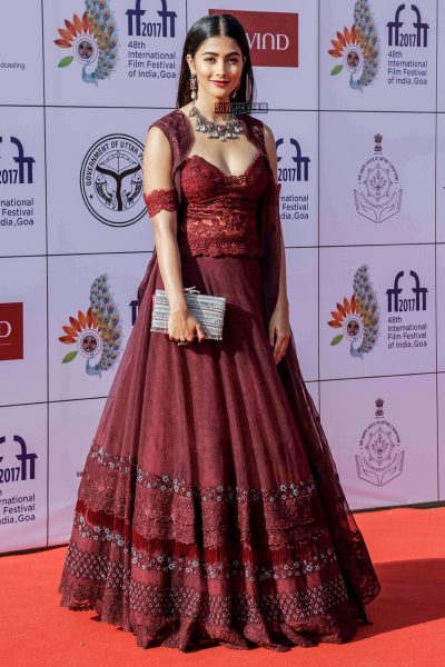 Pooja Hegde in a Jade lehenga at the closing ceremony of International Film Festival of India in Goa