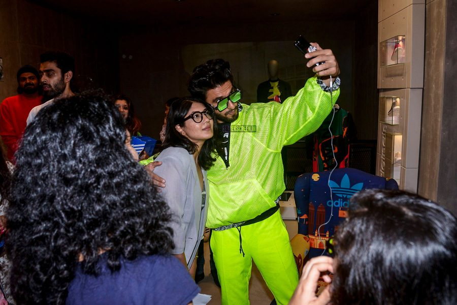 Ranveer Singh In Funky Neon Green At A Store Launch In Mumbai