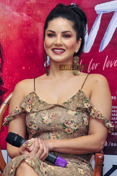 Sunny Leone at the promotions of Tera Intezar in Delhi. The film will release on Friday.