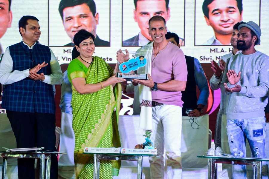 Maharashtra CM Devendra Fadnavis, Akshay Kumar At An Event In Versova, Mumbai