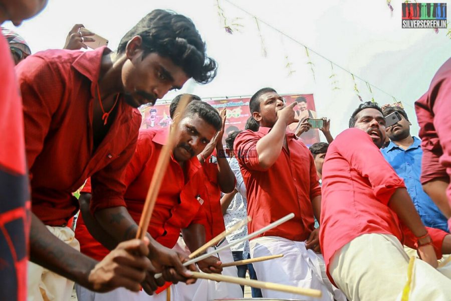 Vijay Fans Celebrate Mersal's 100 Days Outside Rohini Silver Screens In Chennai