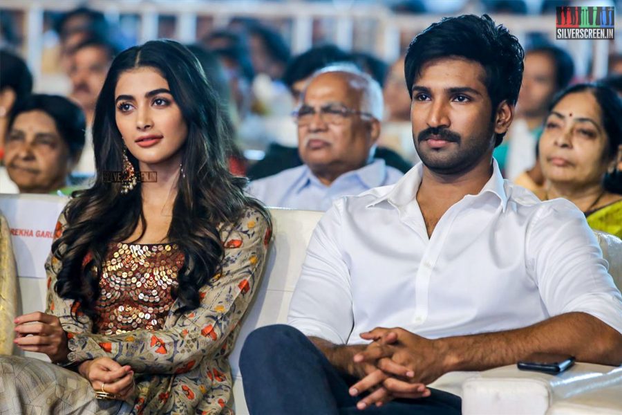 Aadhi And Pooja Hegde At The Rangasthalam Pre-Release Event