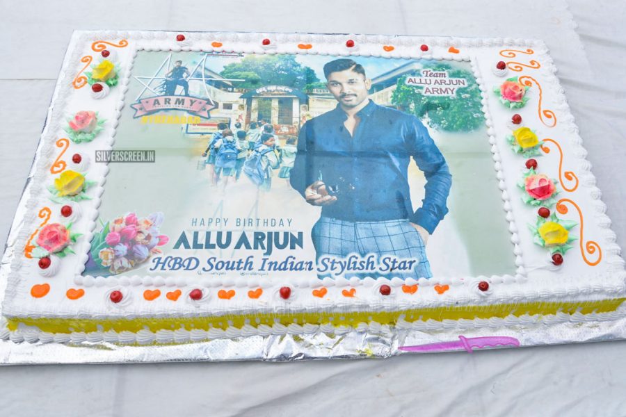 Fans Throng Geetha Arts Office In Hyderabad To Celebrate Allu Arjun's Birthday*