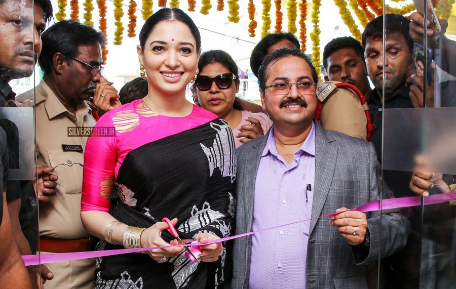 Tamannaah Bhatia In A Masaba Saree At The Launch Of A Mobile Store