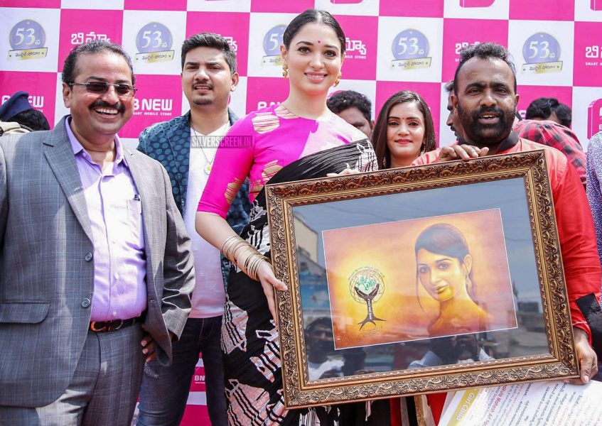 Tamannaah Bhatia In A Masaba Saree At The Launch Of A Mobile Store