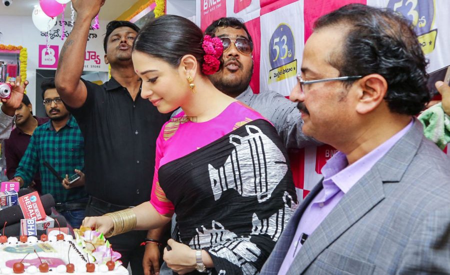 Tamannaah Bhatia In A Masaba Saree At The Launch Of A Mobile Store