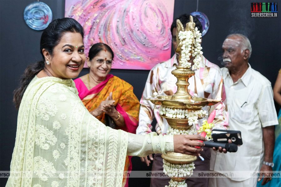 R Sarathkumar & Radhika Sarathkumar At The Inauguration Of A Painting Exhibition
