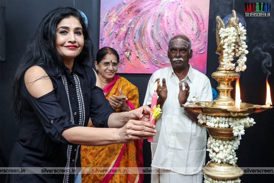 R Sarathkumar & Radhika Sarathkumar At The Inauguration Of A Painting Exhibition