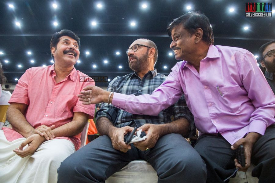 Mammootty and Sathyaraj at the Peranbu Audio Launch